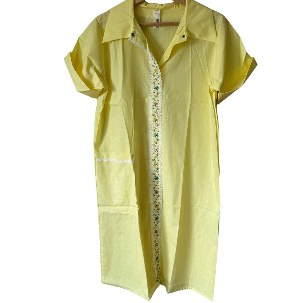 Vtg Montgomery Ward Small 10-12 Snap Front Housecoat House Dress Mumu Nightie